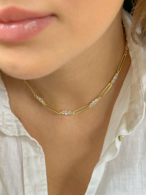 3 Taşlı Choker Kolye - 925 Ayar Gümüş