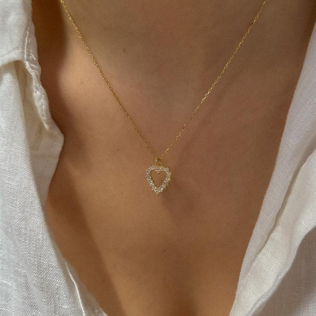 Taşlı Kalp Figürlü Kolye - 925 Ayar Gümüş