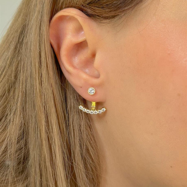 Sıralı 7 Taşlı Küpe - Çift - 925 Ayar Gümüş