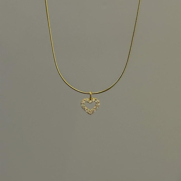 Taşlı Mini Kalp Kolye - 925 Ayar Gümüş