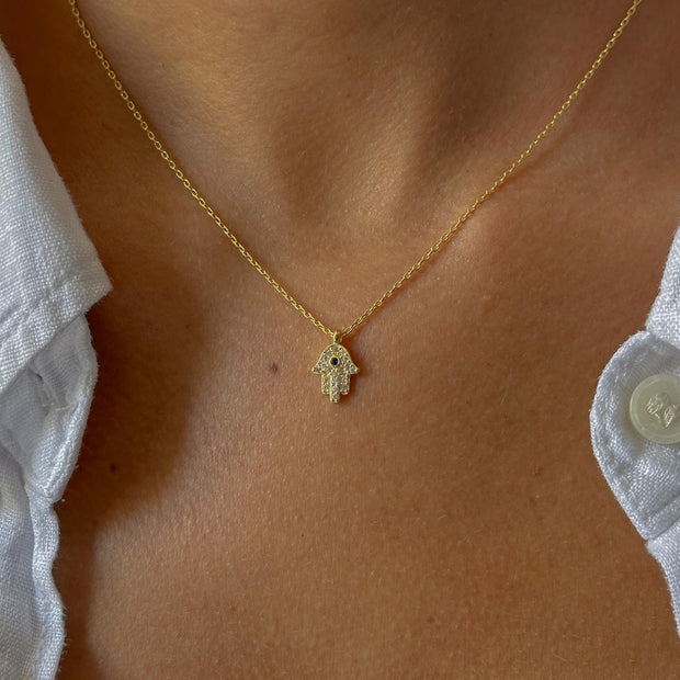 Taşlı Minik Fatma Ana Kolye  - 925 Ayar Gümüş