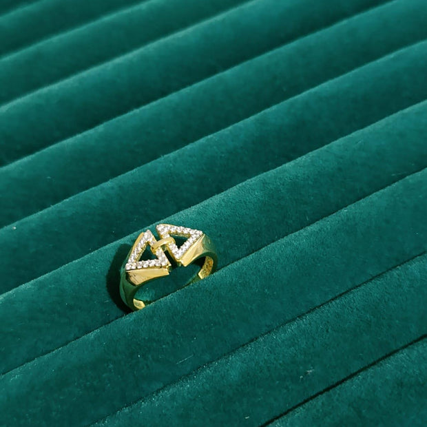 Taşlı Simetri Ok Yüzük - 925 Ayar Gümüş