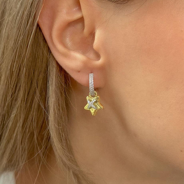 Taşlı Yıldız Figürlü Küpe - Çift - 925 Ayar Gümüş