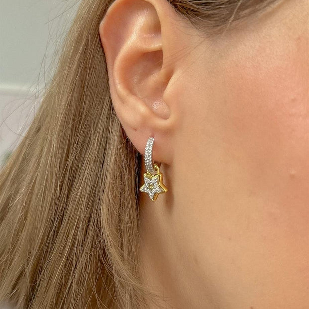 Taşlı Yıldız Figürlü Küpe - Çift - 925 Ayar Gümüş