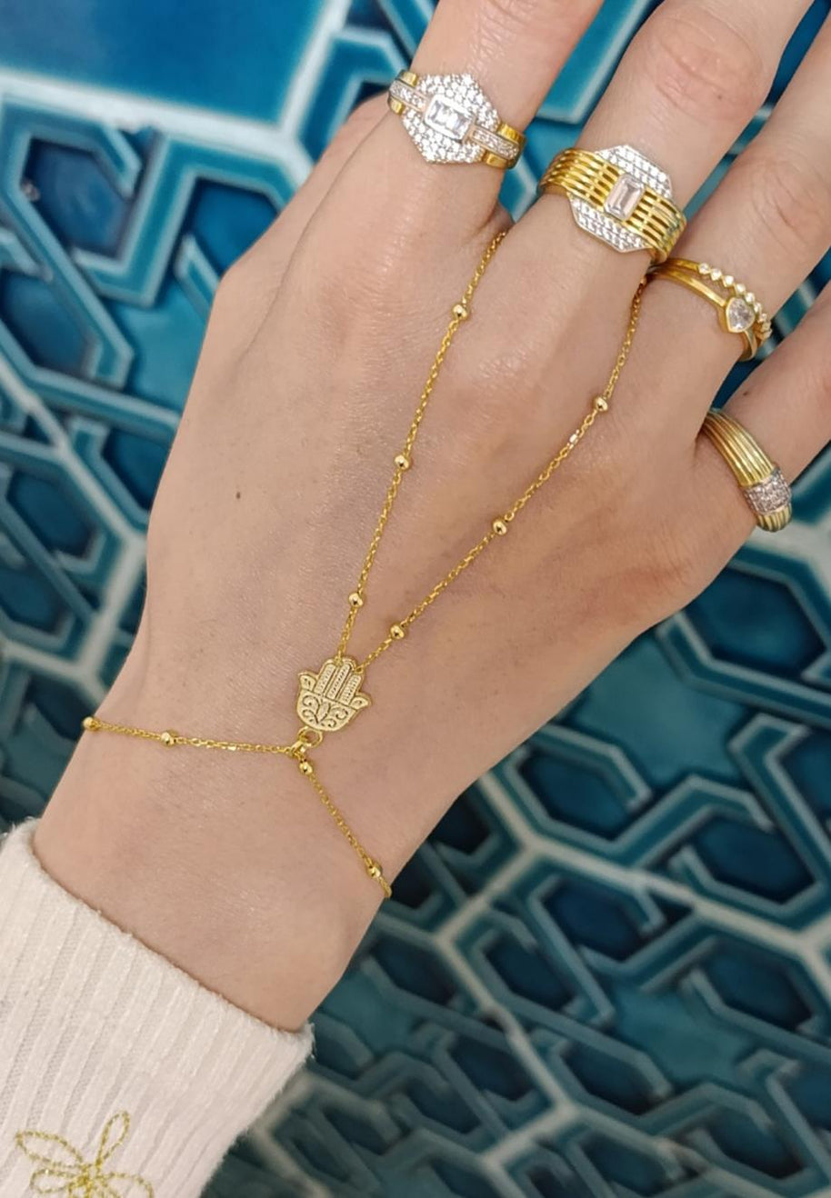 Top Zincirli Hamsa Şahmeran - 925 Ayar Gümüş