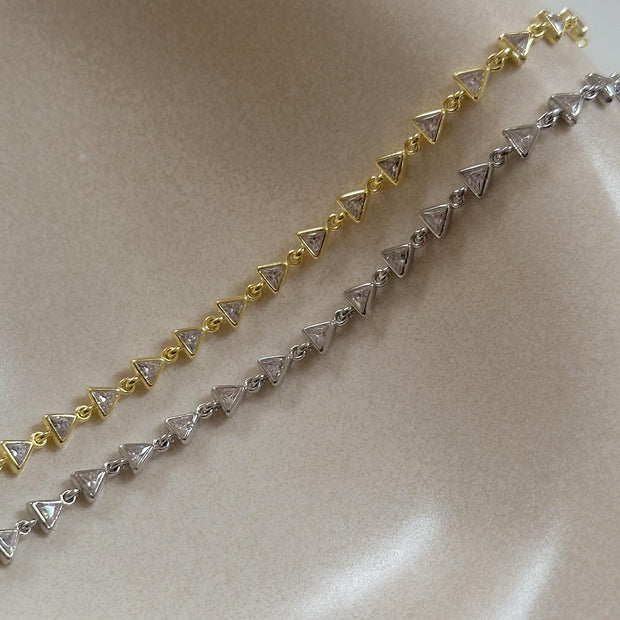 Üçgen Taşlı Bileklik -  925 Ayar Gümüş