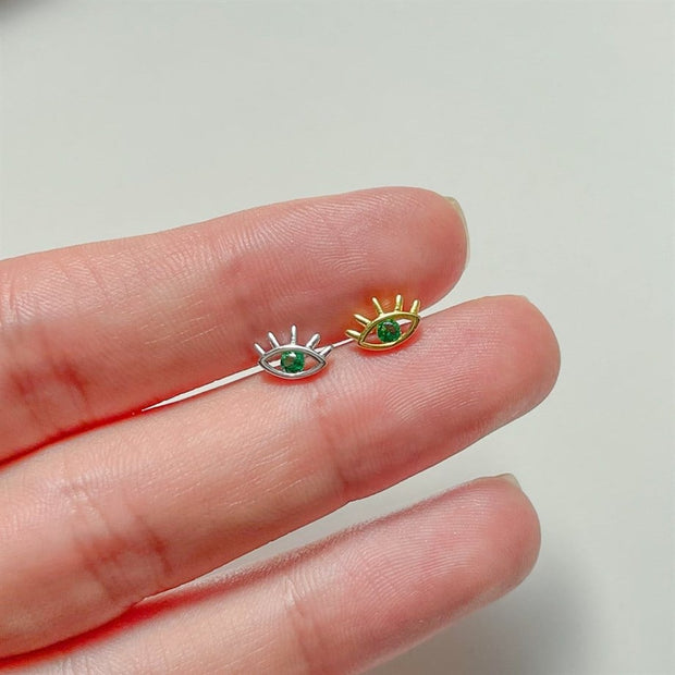 Yeşil Göz Piercing - 925 Ayar Gümüş