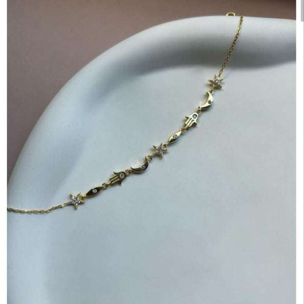 Zincirli Mix Bileklik-925 Ayar Gümüş