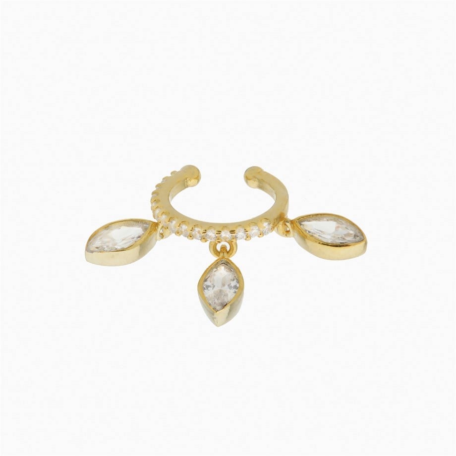 Zircon Taşlı Sallantılı Yıldız Earcuff (925 Ayar Gümüş)