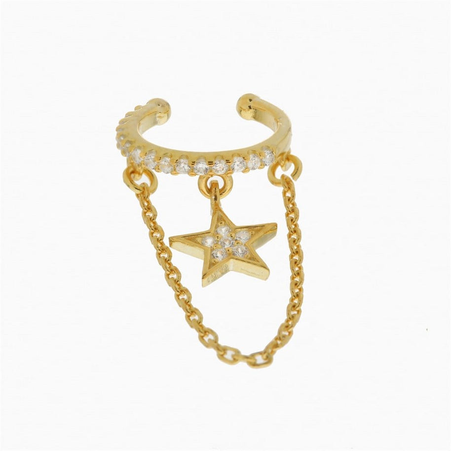 Zircon Taşlı Damla Earcuff (925 Ayar Gümüş)