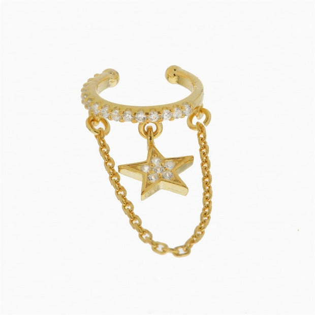 Zircon Taşlı Damla Earcuff (925 Ayar Gümüş)