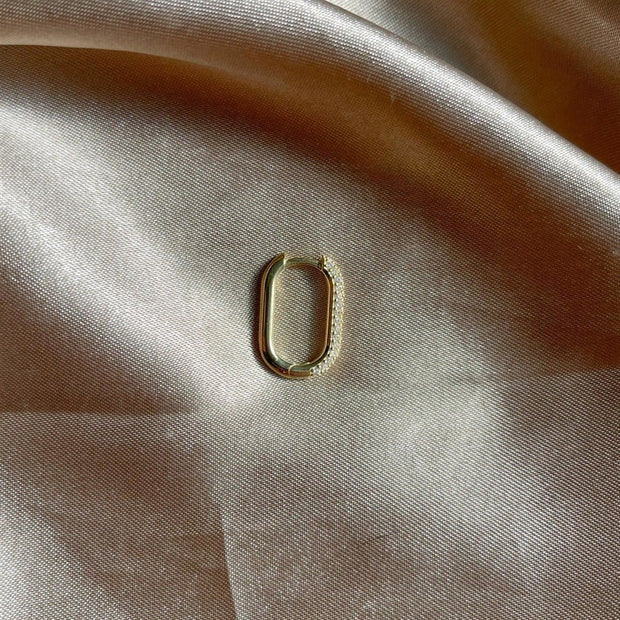 Zircon Taşlı Düz Küpe (18 mm)  - Çift - 925 Ayar Gümüş