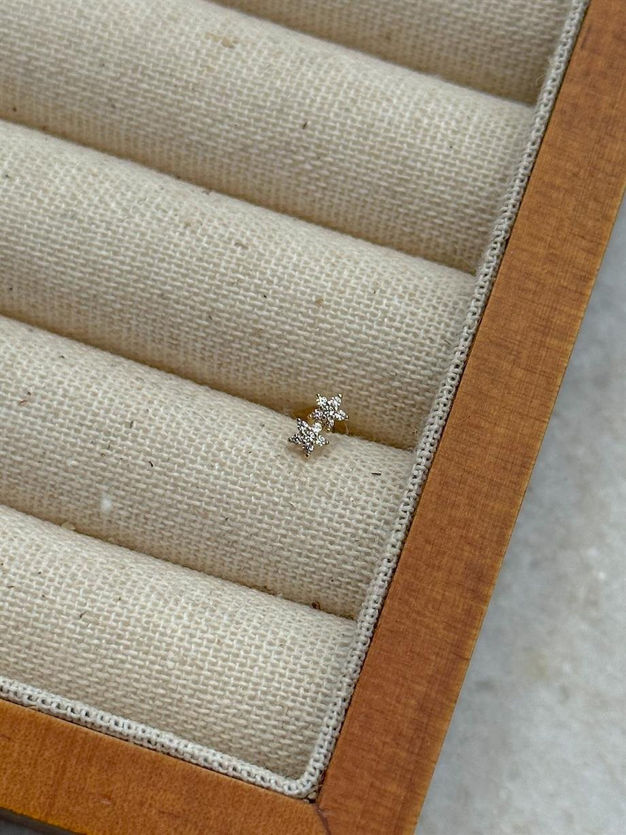 Zircon Taşlı Piercing - 925 Ayar Gümüş