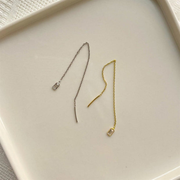 Zircon Taşlı Sallantılı Küpe  - Çift- 925 Ayar Gümüş