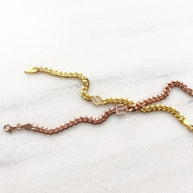 Zirkon Taşlı Harf Bileklik - Gold - 925 Ayar Gümüş